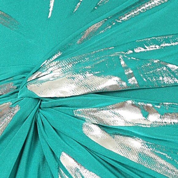 One Shoulder Teal/Foil Tunic Top/Mini Dress - Picture 5 of 6